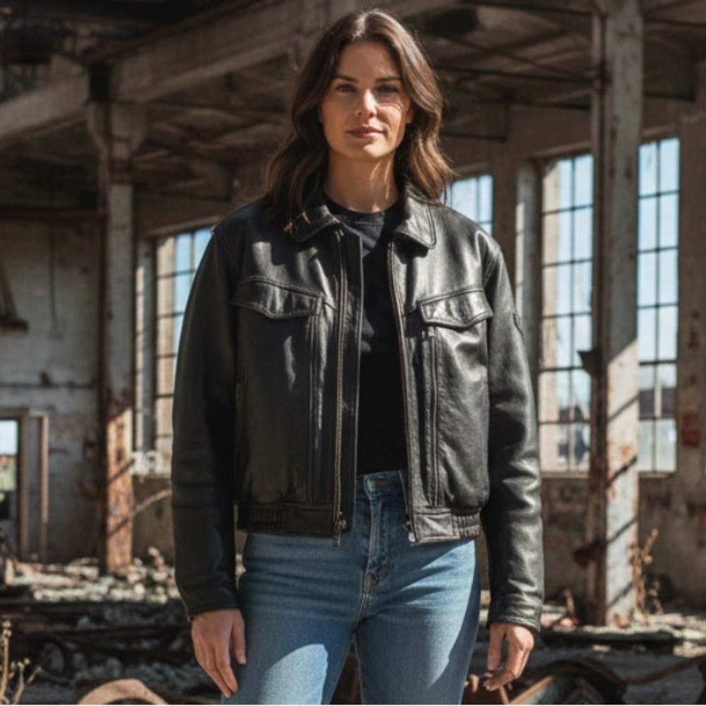 First Gear Scout Women's Leather Thermoliner Motorcycle Jacket, Black, Size‎ M